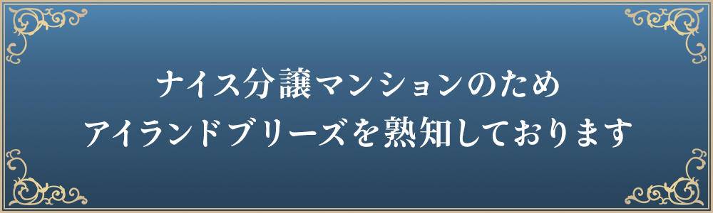 ナイス分譲マンションのためアイランドブリーズを熟知しております。