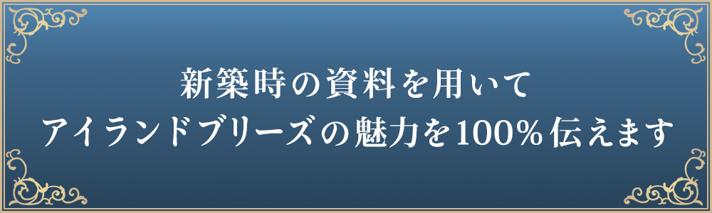 新築時の資料を用いてアイランドブリーズの魅力を100％伝えます